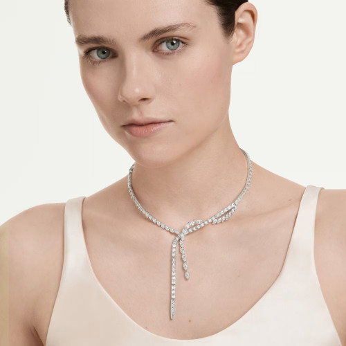 Luxoia - Swarovski Mesmera Y Halskette Verschiedene Schliffe Weiss Rhodiniert - 5748652