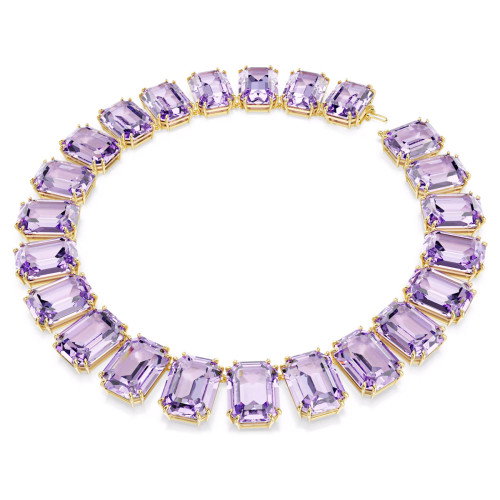 Luxoia - Swarovski Millenia Halskette Übergrosse Kristalle Oktagon Schliff Violett Goldlegierungsschicht  - 5730323