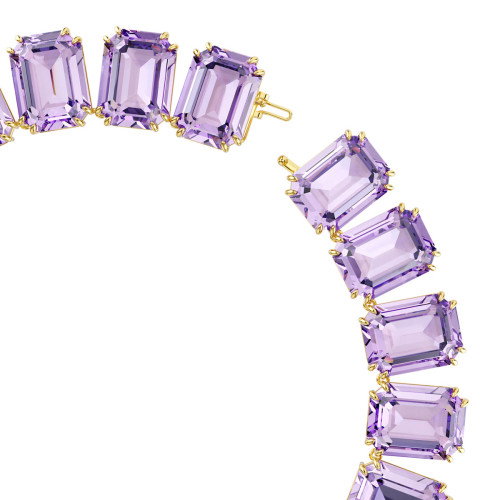 Luxoia - Swarovski Millenia Halskette Übergrosse Kristalle Oktagon Schliff Violett Goldlegierungsschicht  - 5730323