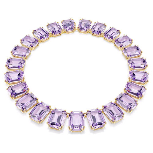 Luxoia - Swarovski Millenia Halskette Übergrosse Kristalle Oktagon Schliff Violett Goldlegierungsschicht  - 5730323