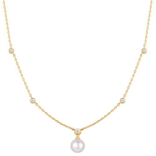 Luxoia - Ania Haie Gold Bezel Set Station With Shell Pearl Halskette - N075-09G