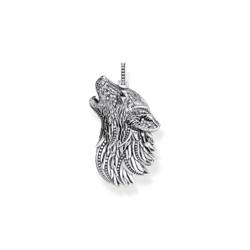 Luxoia - Thomas Sabo Anhänger Wolf Profil mit Steinen Silber geschwärzt - PE966-643-21
