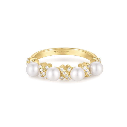 Luxoia - Ania Haie Gold Sparkling Braided Shell Pearl Ring - R069-02G
