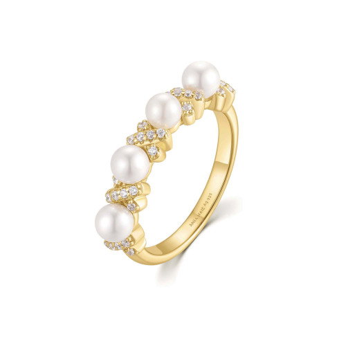 Luxoia - Ania Haie Gold Sparkling Braided Shell Pearl Ring - R069-02G