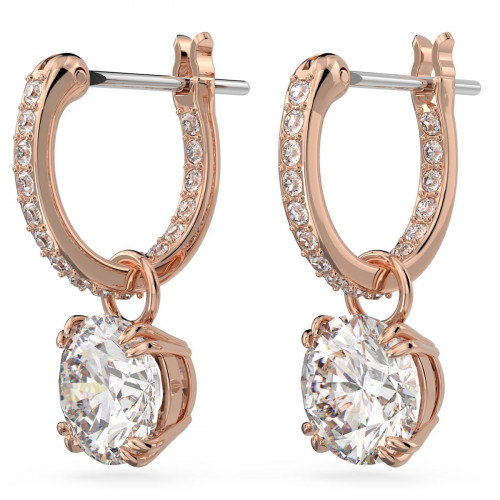 Luxoia - Swarovski Stilla Drop Ohrhänger Rundschliff Weiss Roségold Legierungsschicht - 5639975