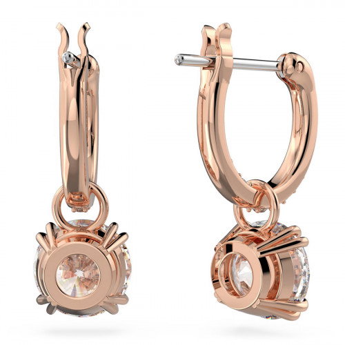 Luxoia - Swarovski Stilla Drop Ohrhänger Rundschliff Weiss Roségold Legierungsschicht - 5639975