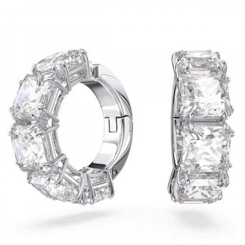 Luxoia - Swarovski Matrix Ohrclips Kissenschliff Weiss Rhodiniert - 5654557