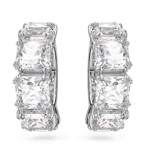 Luxoia - Swarovski Matrix Ohrclips Kissenschliff Weiss Rhodiniert - 5654557