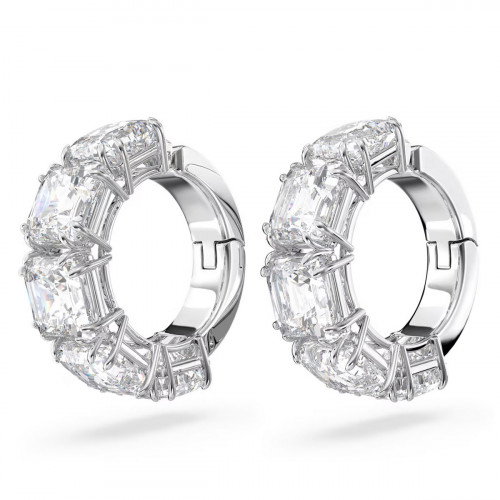 Luxoia - Swarovski Matrix Ohrclips Kissenschliff Weiss Rhodiniert - 5654557