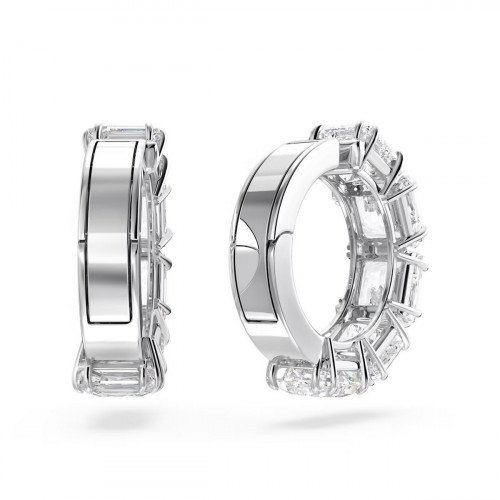 Luxoia - Swarovski Matrix Ohrclips Kissenschliff Weiss Rhodiniert - 5654557