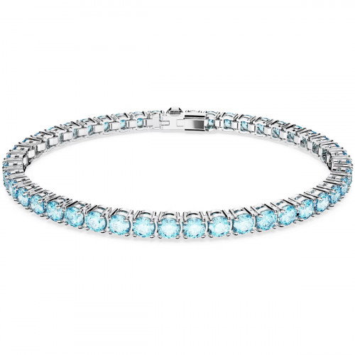 Luxoia - Swarovski Matrix Tennis Armband Rundschliff Blau Rhodiniert