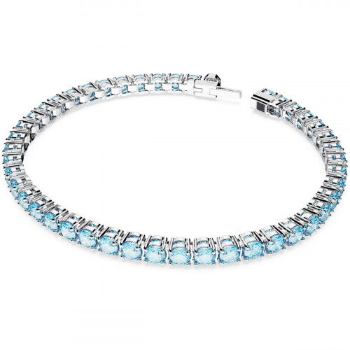 Luxoia - Swarovski Matrix Tennis Armband Rundschliff Blau Rhodiniert