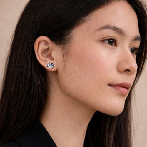 Luxoia - Seinerzeit Blue Paw Pfoten Ohrstecker - SZA-2994-492