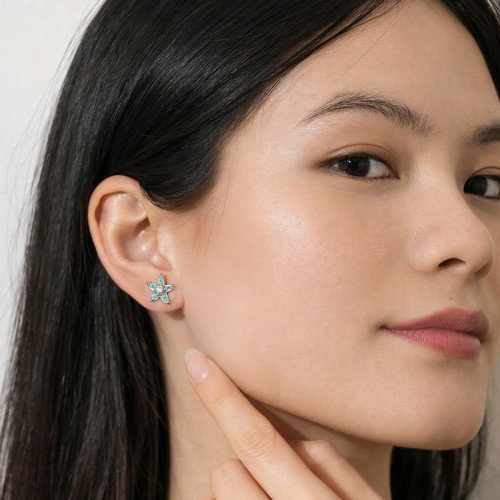 Luxoia - Seinerzeit Sila Aqua Seestern Ohrstecker - SZA-2990-476