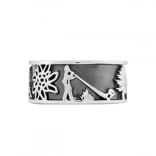 Luxoia - Gexist Swiss Edelweiss Ring Edelweiss Steinbock Matterhorn & Alphorn - R 7002