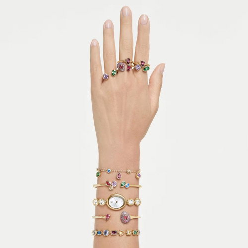 Luxoia - Swarovski Sublima Armreif Tropfenschliff Rot 18K goldbeschichtet