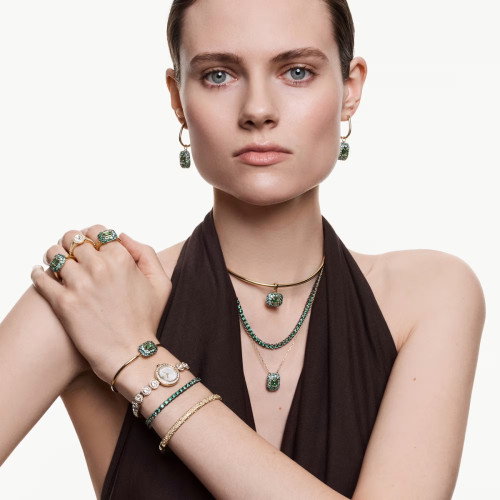 Luxoia - Swarovski Sublima Drop Ohrhänger Oktagon Schliff Grün 18K goldbeschichtet - 5752890