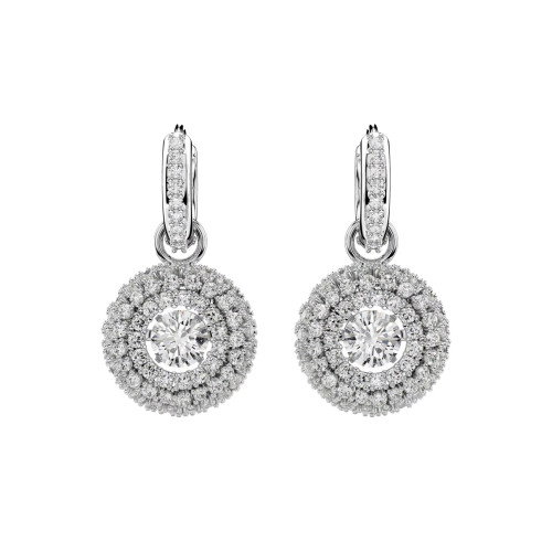 Luxoia - Swarovski Sublima Drop Ohrhänger Rundschliff Weiss Rhodiniert - 5738193