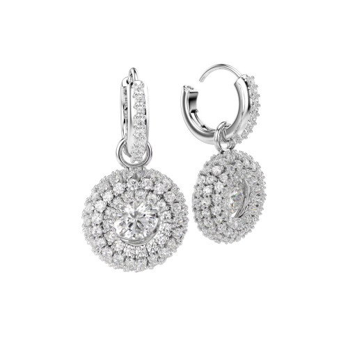 Luxoia - Swarovski Sublima Drop Ohrhänger Rundschliff Weiss Rhodiniert - 5738193