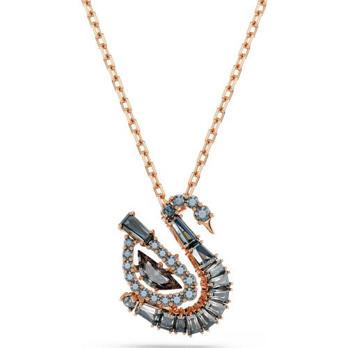 Luxoia - Swarovski Swan Halskette Verschiedene Schliffe Schwan Schwarz 18K roségoldbeschichtet - 5764882