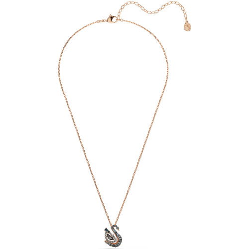 Luxoia - Swarovski Swan Halskette Verschiedene Schliffe Schwan Schwarz 18K roségoldbeschichtet - 5764882