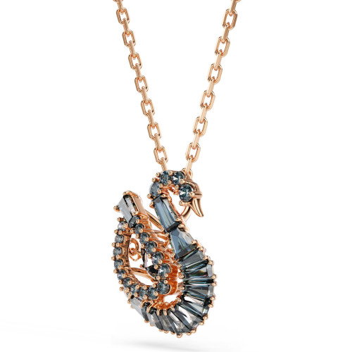 Luxoia - Swarovski Swan Halskette Verschiedene Schliffe Schwan Schwarz 18K roségoldbeschichtet - 5764882