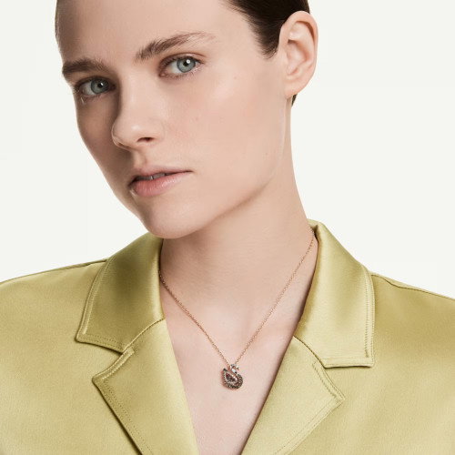 Luxoia - Swarovski Swan Halskette Verschiedene Schliffe Schwan Schwarz 18K roségoldbeschichtet - 5764882