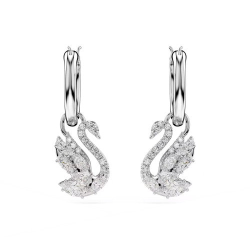 Luxoia - Swarovski Swan Drop Ohrhänger Verschiedene Schliffe Schwan Weiss Rhodiniert - 5759942