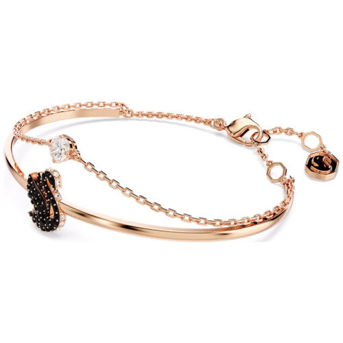 Luxoia - Swarovski Swan Armreif Schwan Schwarz Roségold Legierungsschicht