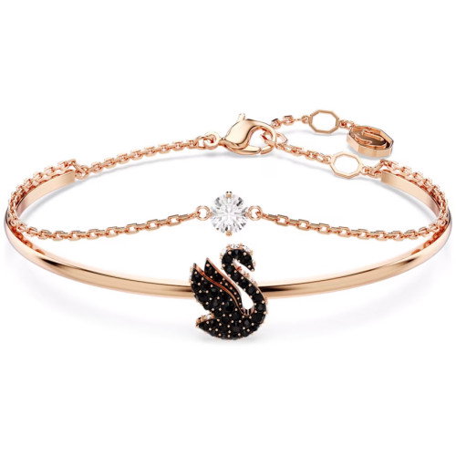 Luxoia - Swarovski Swan Armreif Schwan Schwarz Roségold Legierungsschicht