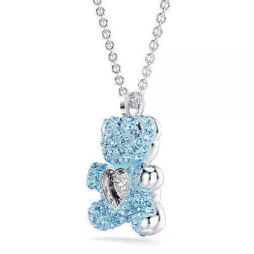 Luxoia - Swarovski Teddy Halskette Bär Blau Rhodiniert - 5737620