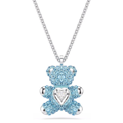 Luxoia - Swarovski Teddy Halskette Bär Blau Rhodiniert - 5737620