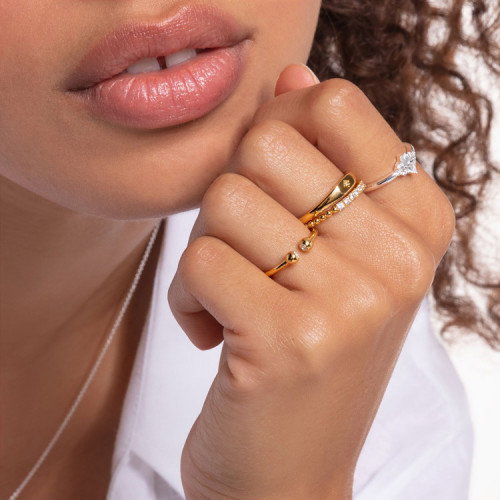 Luxoia - Thomas Sabo Ring Kugeln Mit Weissen Steinen Gold - TR2323-414-14