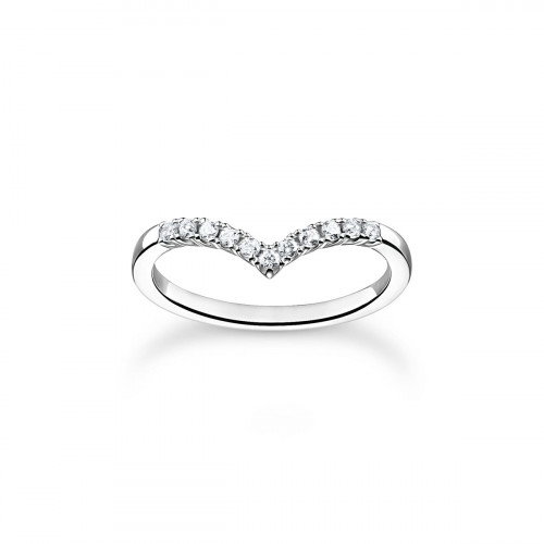 Luxoia - Thomas Sabo Ring V Form mit Weissen Steinen Silber - TR2394-051-14