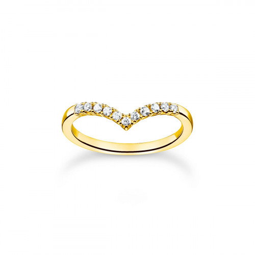 Luxoia - Thomas Sabo Ring V Form mit Weissen Steinen Gold - TR2394-414-14