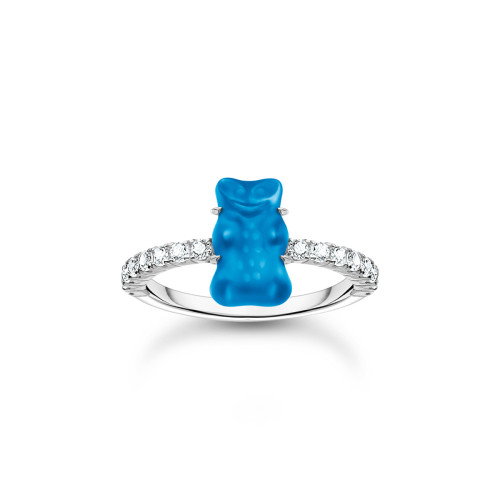 Luxoia - Thomas Sabo Ring mit blauem Mini-Goldbären und Steinen Silber - TR2459-052-1