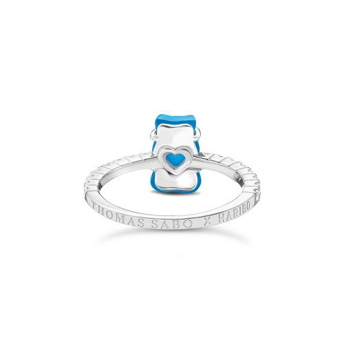 Luxoia - Thomas Sabo Ring mit blauem Mini-Goldbären und Steinen Silber - TR2459-052-1