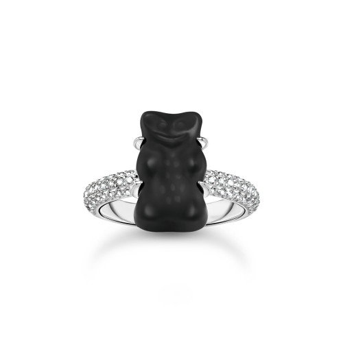 Luxoia - Thomas Sabo Ring mit schwarzem Goldbären und Steinen Silber - TR2478-052-11