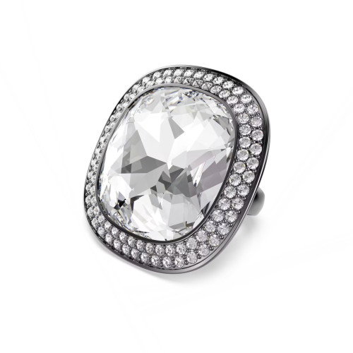 Luxoia - Swarovski Una Angelic Cocktail Ring Kissenschliff Weiss Rutheniert