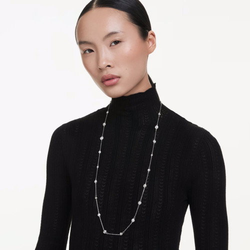 Luxoia - Swarovski Una Angelic lange Halskette Rundschliff Weiss Rhodiniert - 5733197