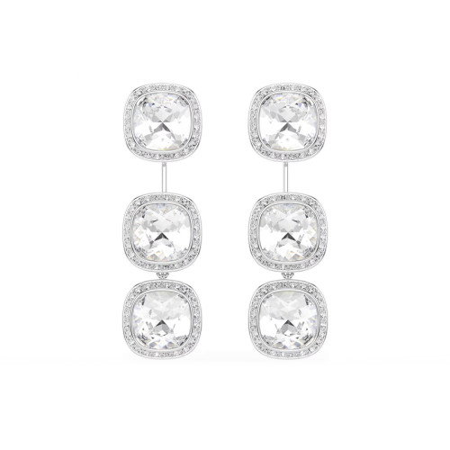 Luxoia - Swarovski Una Angelic Ohrringe Kissenschliff Weiss Rhodiniert - 5754342
