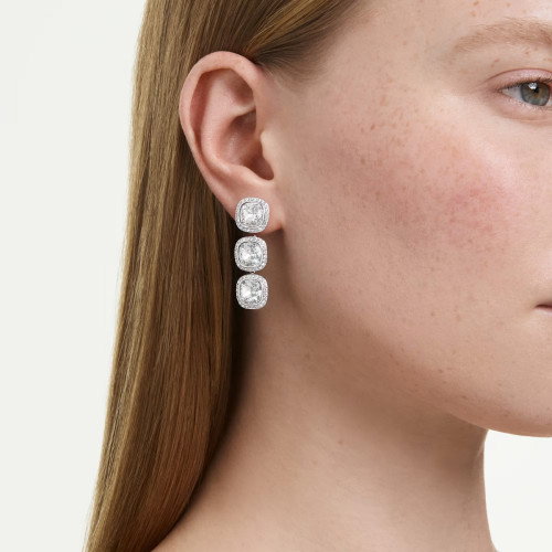 Luxoia - Swarovski Una Angelic Ohrringe Kissenschliff Weiss Rhodiniert - 5754342