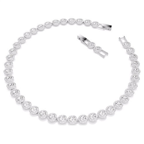 Luxoia - Swarovski Una Angelic Tennis Halskette Rundschliff Weiss Rhodiniert