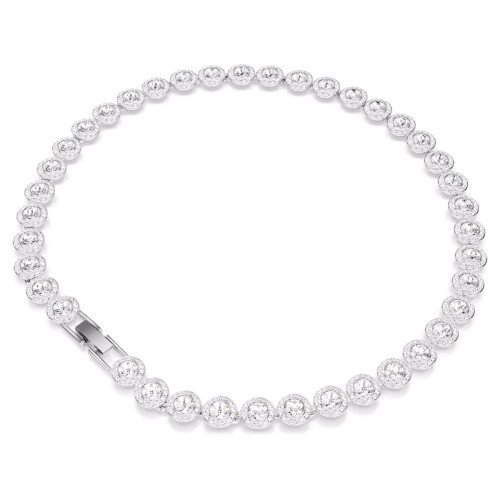 Luxoia - Swarovski Una Angelic Tennis Halskette Rundschliff Weiss Rhodiniert