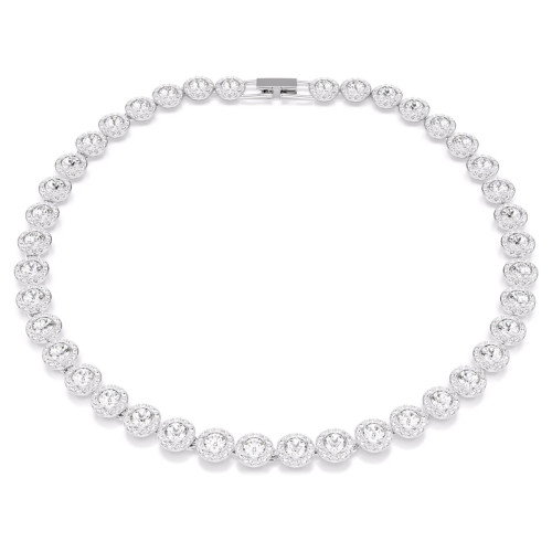 Luxoia - Swarovski Una Angelic Tennis Halskette Rundschliff Weiss Rhodiniert