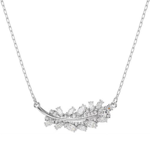 Luxoia - Swarovski Vienna Halskette Verschiedene Schliffe Feder Weiss Rhodiniert - 5756111