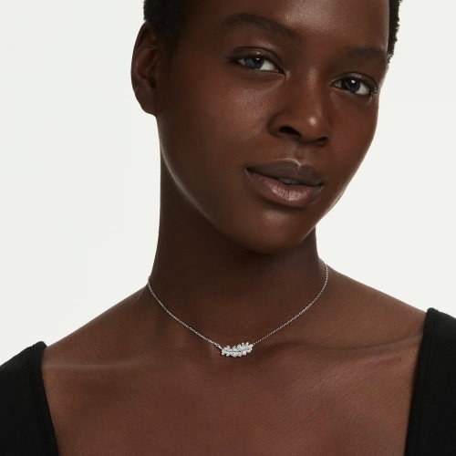 Luxoia - Swarovski Vienna Halskette Verschiedene Schliffe Feder Weiss Rhodiniert - 5756111
