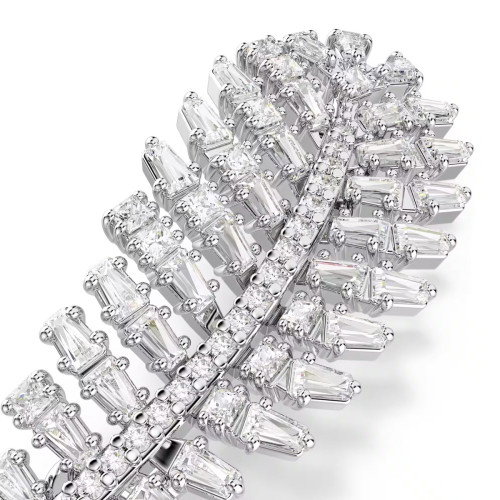 Luxoia - Swarovski Vienna Brosche Verschiedene Schliffe Feder Weiss Rhodiniert - 5760564