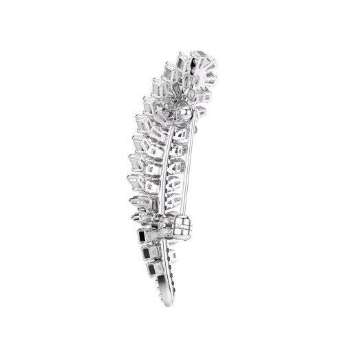 Luxoia - Swarovski Vienna Brosche Verschiedene Schliffe Feder Weiss Rhodiniert - 5760564