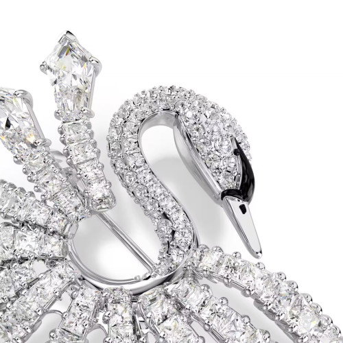 Luxoia - Swarovski Vienna Brosche Verschiedene Schliffe Schwan Weiss Rhodiniert - 5760065